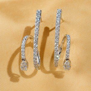 "Classy Needle Water Drop Dainty CZ Stud Earrings, GPMB1684